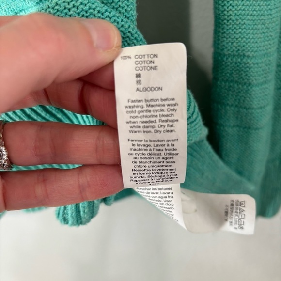 Gap Factory Cotton Spring Teal Light Weight Button Down Cardigan Sweater Size XS - Picture 5 of 7